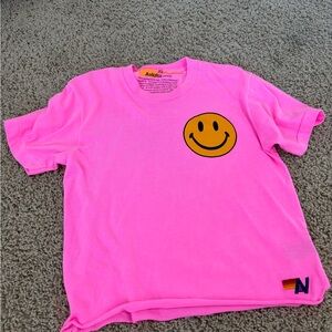 Aviator Nation Pink and Yellow Smiley Face Tee